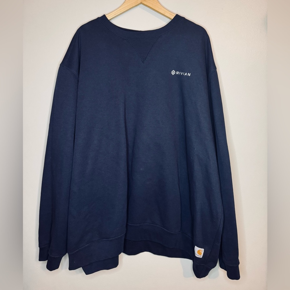 Carhartt x Rivian Crewneck Sweatshirt Size 4XL Navy Blue Original Fit K124 EV